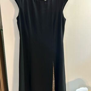 Julian Taylor Black‎ Midi Dress with Leopard Accent Size 12